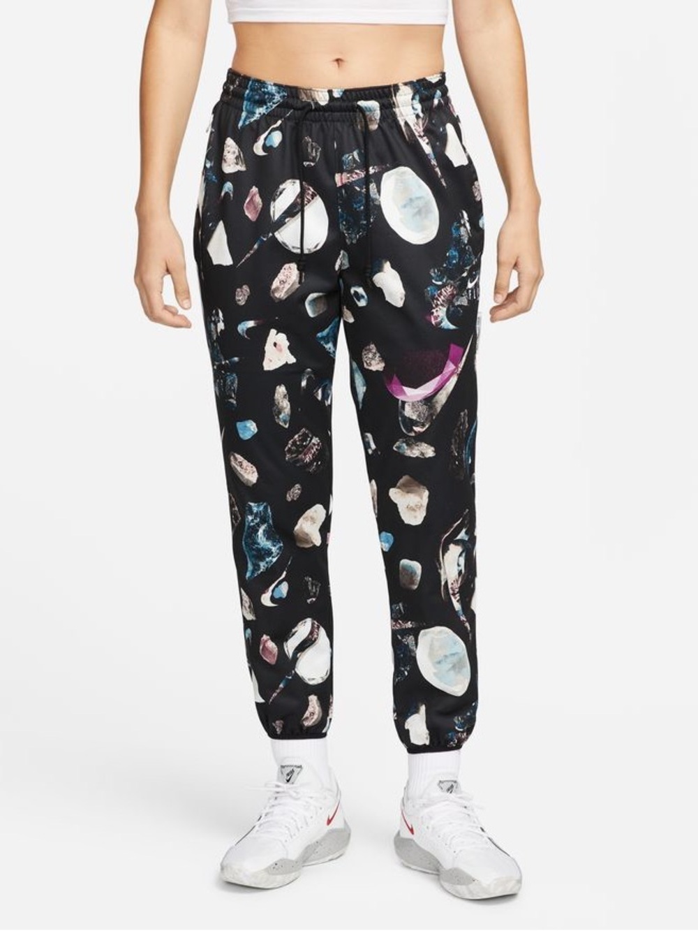 Nike Dri-FIT Standard Issue Basketball Pants Black Graphic Joggers Women’s Small